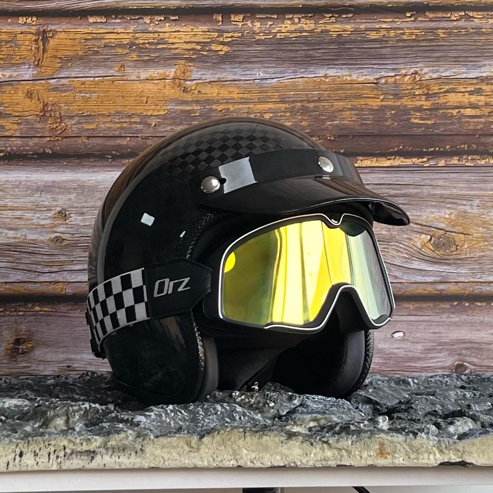 ORZ-700-DOT Approved Real Carbon Fiber 3/4 Motorcycle Helmet Wear Resistant Comfort Liner Daily Commute Cruiser Riding Gear