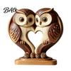 Hand Polished Wood Decor Wooden Animal Ornament with Stable Base, Double Layer Carved Figurine, Rustic Crafts for Office Heart Shape Sculpture