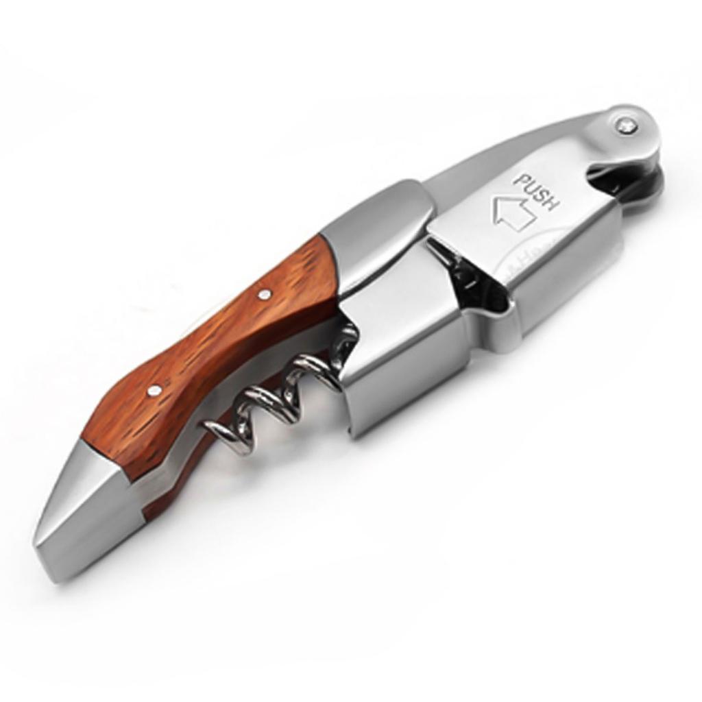 Leeseph Wine Opener, Double Hinged Manual Wine Key for Bartender, Server, Waiter, Stainless Steel Wine Bottle Opener Corkscrew