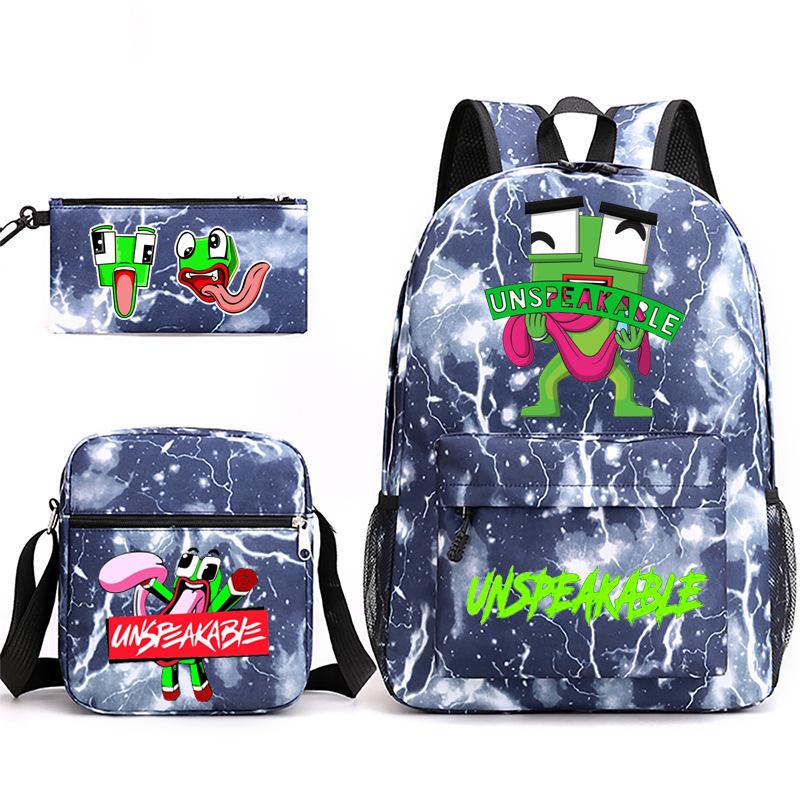 Zaino Inspeakable Set da 3 Pezzi, Zaino Studente di Grande Capacità con Borsa Pranzo e Astuccio, Resistente all'Acqua, Durevole