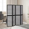 4 Piece Black Solid Wood Folding Screen Paulownia