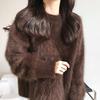 Women Autumn Winter Thick Mink Velvet Knitted Tops Female Round Neck Loose Pullover Ladies Sweaters