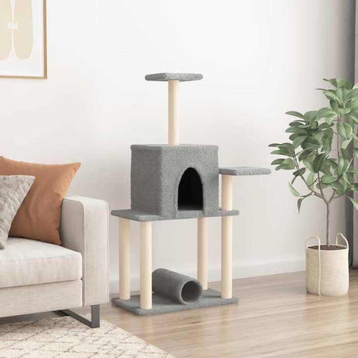 VidaXL Cat Tree with Sisal Scratching Posts Light Grey 122 Cm 172089
