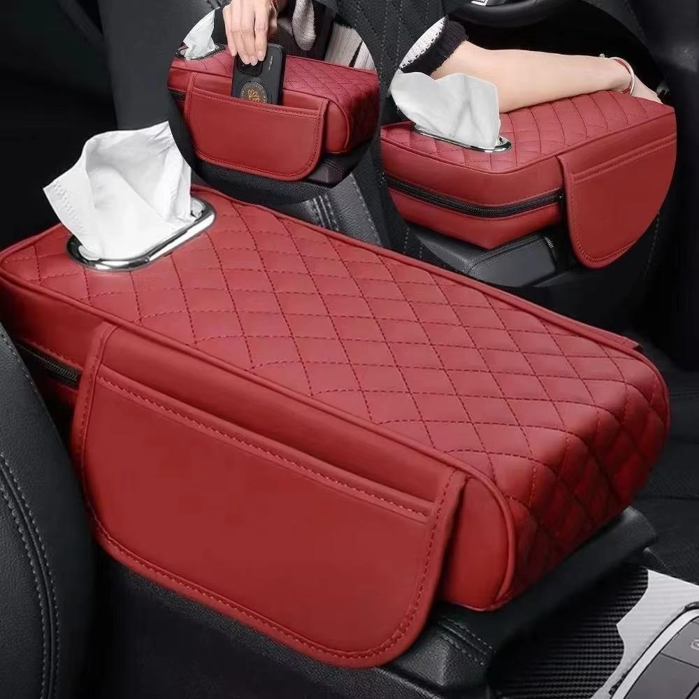 PU Leather Car Armrest Mat Tissue Boxes Height Pad Arm Rest Seat Box  Car Accessories