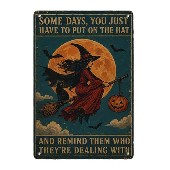 Wandkunst für drinnen und draußen Retro Halloween Schild, Kürbis Geist Badezimmer Metall Langlebiges Hängeschild Hexe Katze Festival für Bar Zuhause Raum Dekor