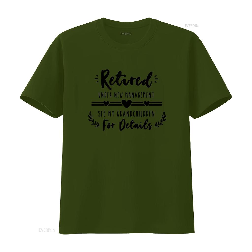Retired Under New Management See Grandchildren For Details T Shirt Funny Retirement Grandma Womens White Large vintage Washed