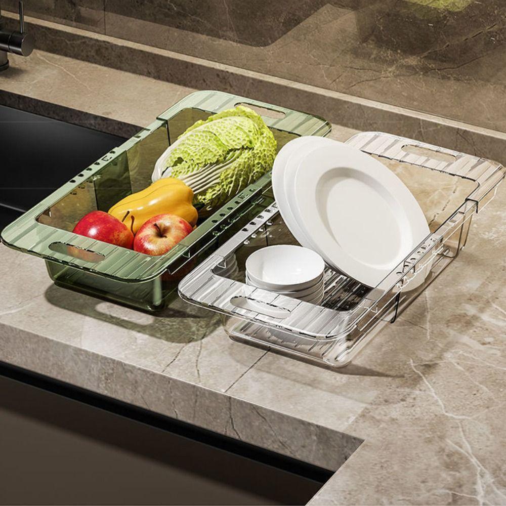 Flexible Vegetable Washing Basin Telescopic Retractable Drainage Rack Kitchen Drainage Basket  Sink