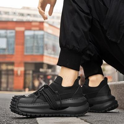 Fashion Men's Shoes 2025 New Spring Breathable Mesh Fly Weave Thick Sole Height Increasing Fashion Non slip Casual Sport Chunky sneakers