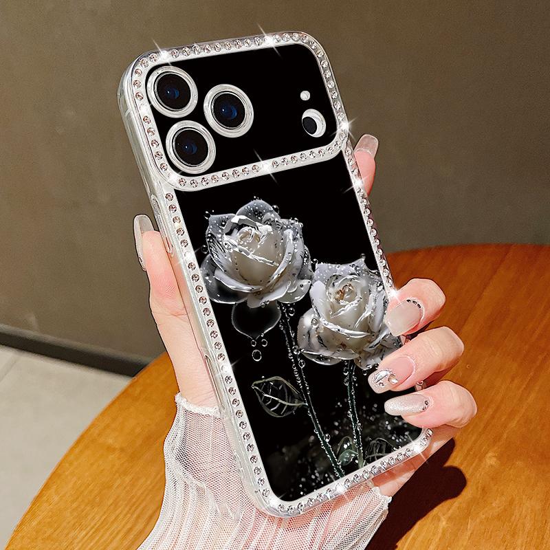 Aircraft Pattern Bling Diamond TPU Case For iPhone 17 Air 16e 16 14 15 13 17 Pro Max 15 16 Plus 17 Shockproof Soft Silicone Phone Cover