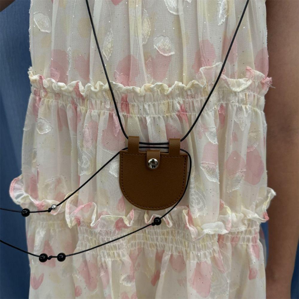 PU Suede Bag Necklace Adjustable Chain Wearing Key Bag Necklace Creative Gift Mini Necklace