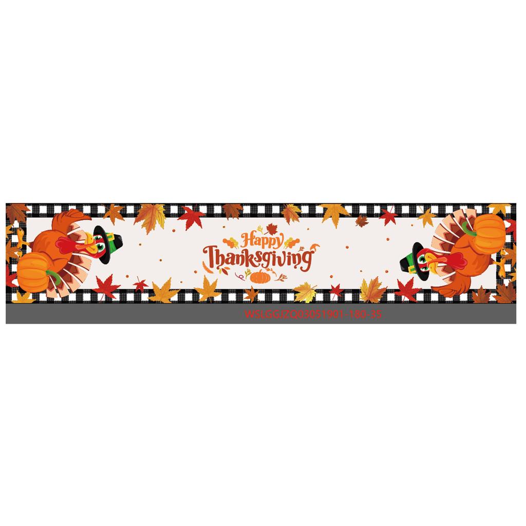 Thanksgiving Fall Harvest Kitchen Table Decorative Tablecloth, Maple Pumpkin Turkey Tablecloth