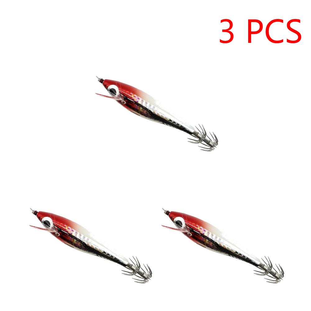 1-3Pcs Luminous Artificial Squid Hook Horizontal Bionic Shrimp Baits Wood Shrimp Cuttlefish Hard Bait for Cuttlefish Sea Fishing