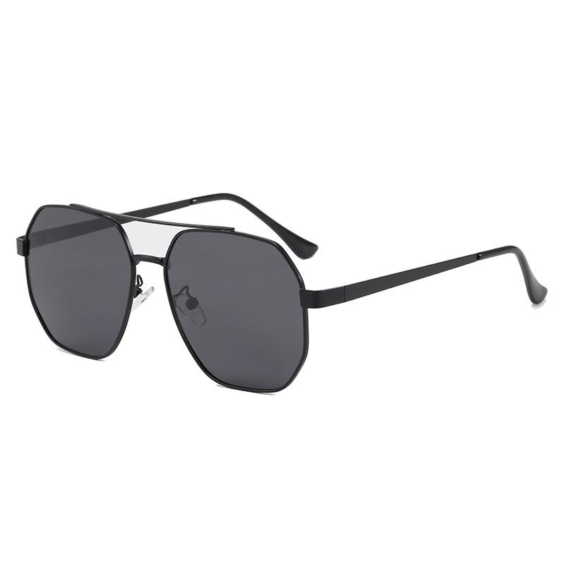 Retro metal large frame men's double beam polarized sunglasses driver driving sunshade sunglasses fishing glasses toad glasses