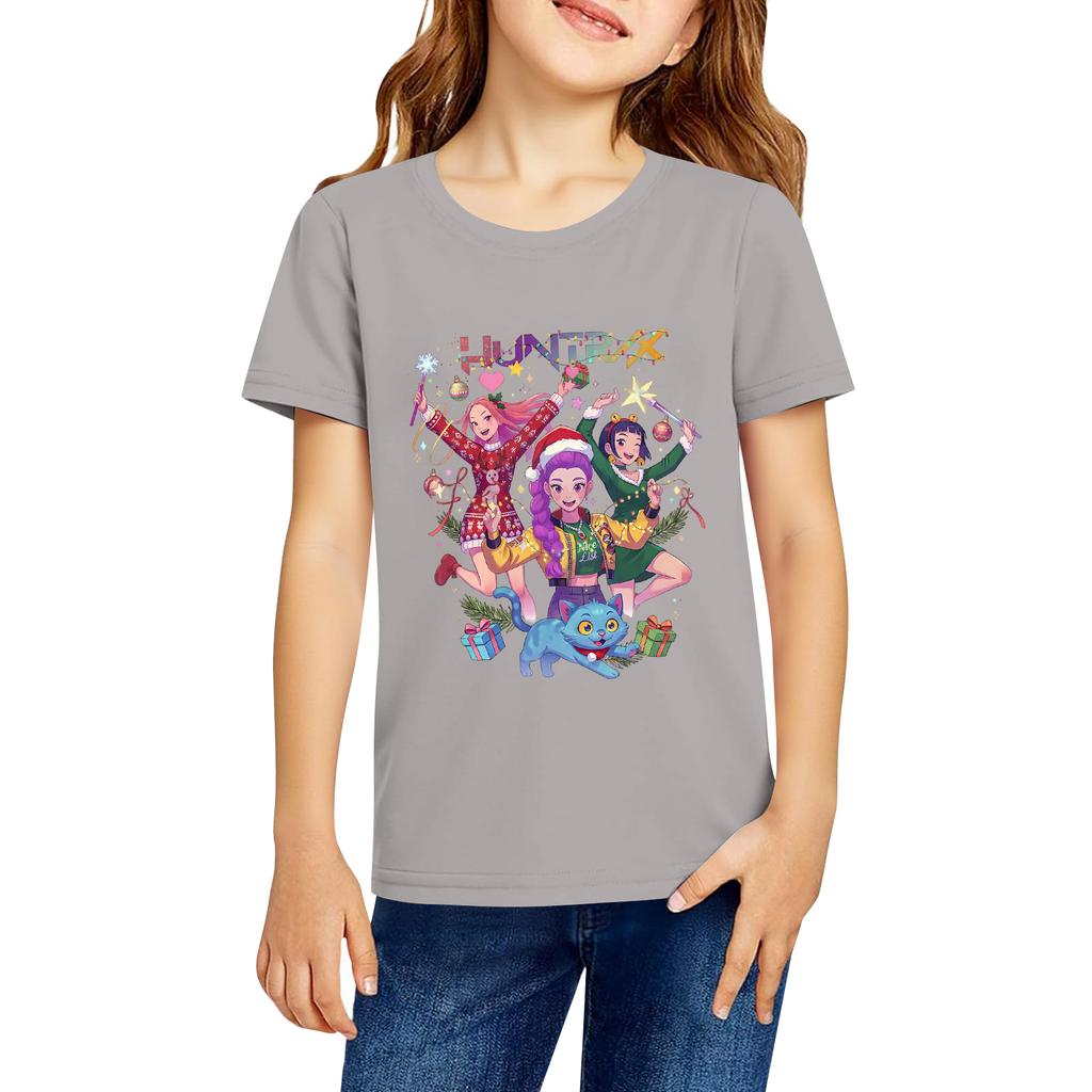 Fashionable Round Neck Short Sleeve Work Clothes Printed Tops For KID Summer Tops