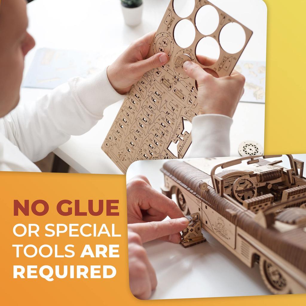 Ugears Dream Cabriolet VM-05 Wooden Block DIY Puzzle Building Toy for Imagination and Creativity (Product Code: 70073)