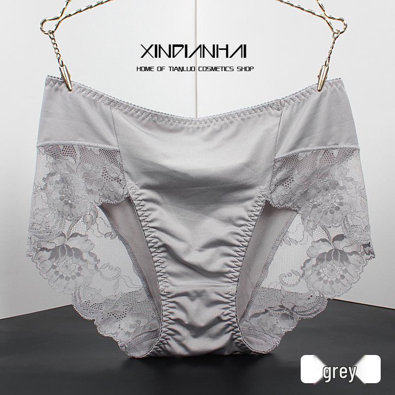 Plus Size Seamless Silk Mid-Waist Lace Panties for Curvy Women