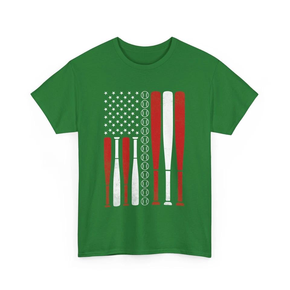 Baseball T-Shirt | Funny Baseball Fan Tee | USA Flag Baseball Fan Tee 2 L