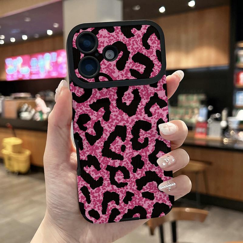 

Модный чехол для телефона из мягкого силикона с принтом леопарда и текстурой вертикального зерна, полная защита объектива камеры для iPhone 17 Honor 300 Pro