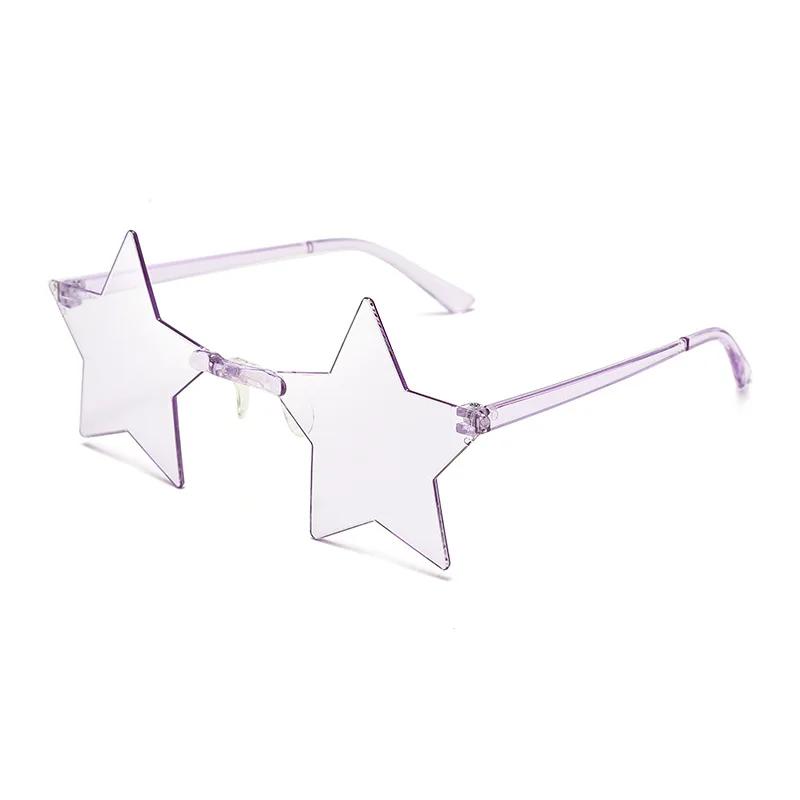Star Shape Sun Eyeglasses Ultra Light Funny Pentagram Candy Colors Eyewear Decoration Party Rimless Sunglasses UV400 Gafas De Sol