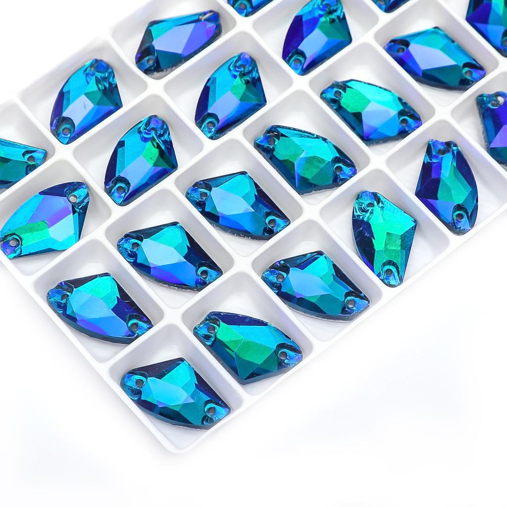 Weichen Flat Bottom Double Hole Color Axe Shape Hand Sewn Buckle Glass Rhinestone Diy Dress Wedding Dress Accessories