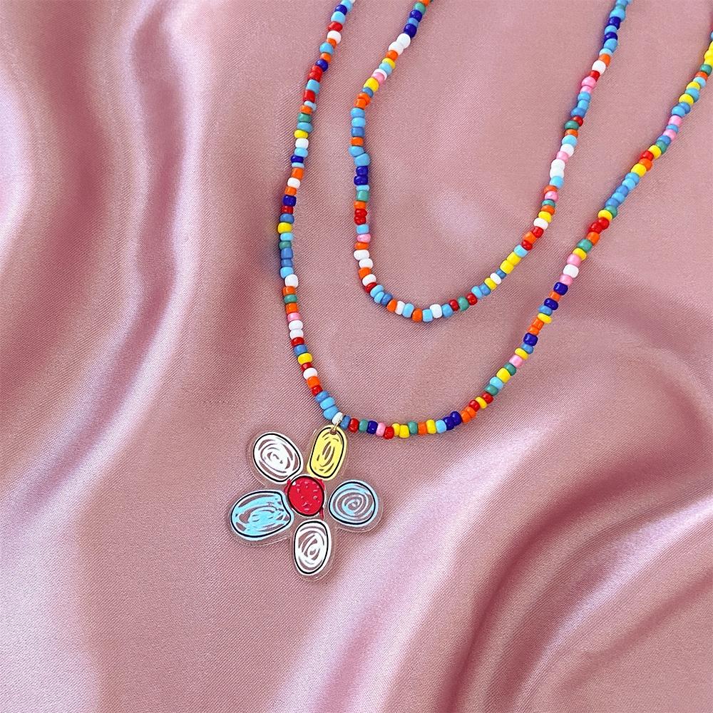 IF ME Beads Multilayer Necklace Butterfly Flower Choker Women Jewelry Accessories