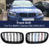 M Color Car Front Racing Grilles For BMW E90 LCI 3-Series Sedan Wagon 2009-2012 Double Line 2 Slat Grill Replacement Part