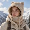 Warm Knitted Winter Hat With Ear Flaps Neck Cover Windproof Fleece-Lined Beanie Cold Weather Cycling