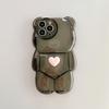 Cartoon 3d Bear Shape Cute Design Clear Case For Iphone 13 12 11 Pro Max Xs Max Xr X Korean Love Heart Lens Protection Cover