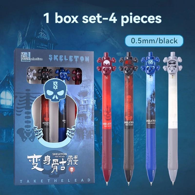 

4pcs Halloween Pen 0.5mm Retractable Gel Pens Smooth Writing Black Ink Cute Exam Study Pens Office Stationery Back To School чорний