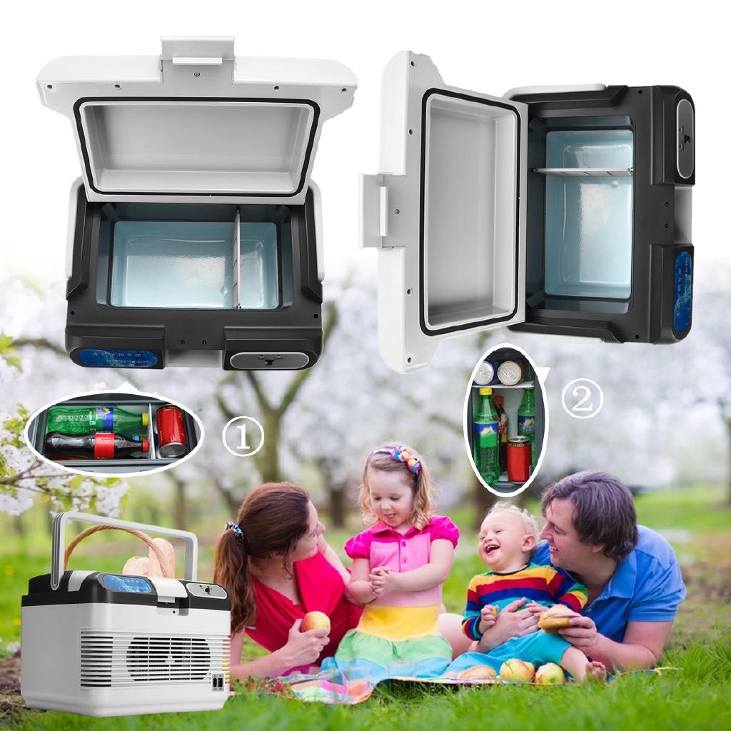 Frigorifero Mini Portatile 12V/240V 60W 12L / Scaldavivande Con 2 Metodi di Ricarica con Maniglia per Auto Campeggio Casa Frigorifero Cooler