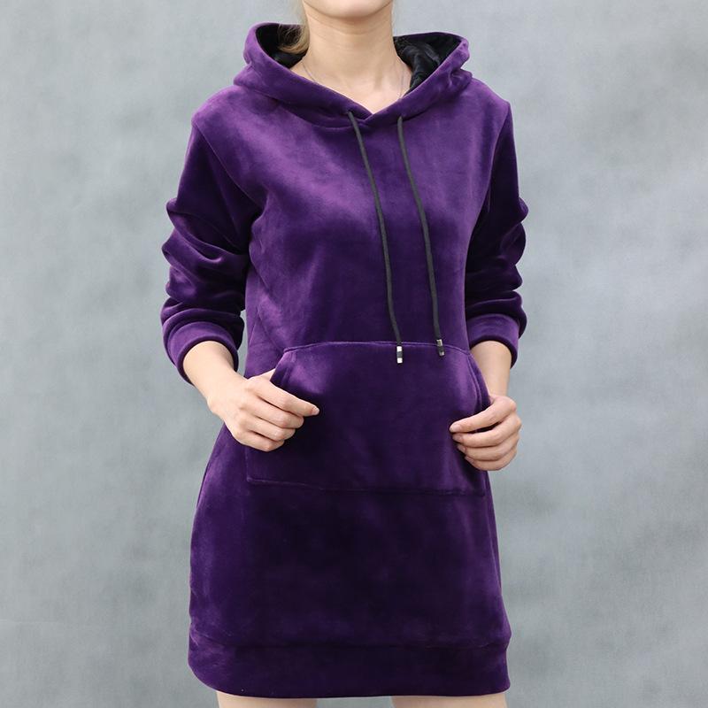 

Женский свободный свитшот Dorsleeve из люрекса и бархата на флисовой подкладке, Осень/Зима 2022, Корейский стиль, Большой размер L