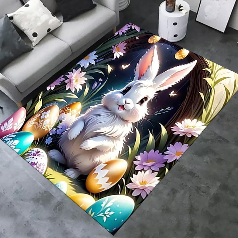 Office Carpet Easter Bunny & Eggs Design Sofa Rug, Chair Mat Protection