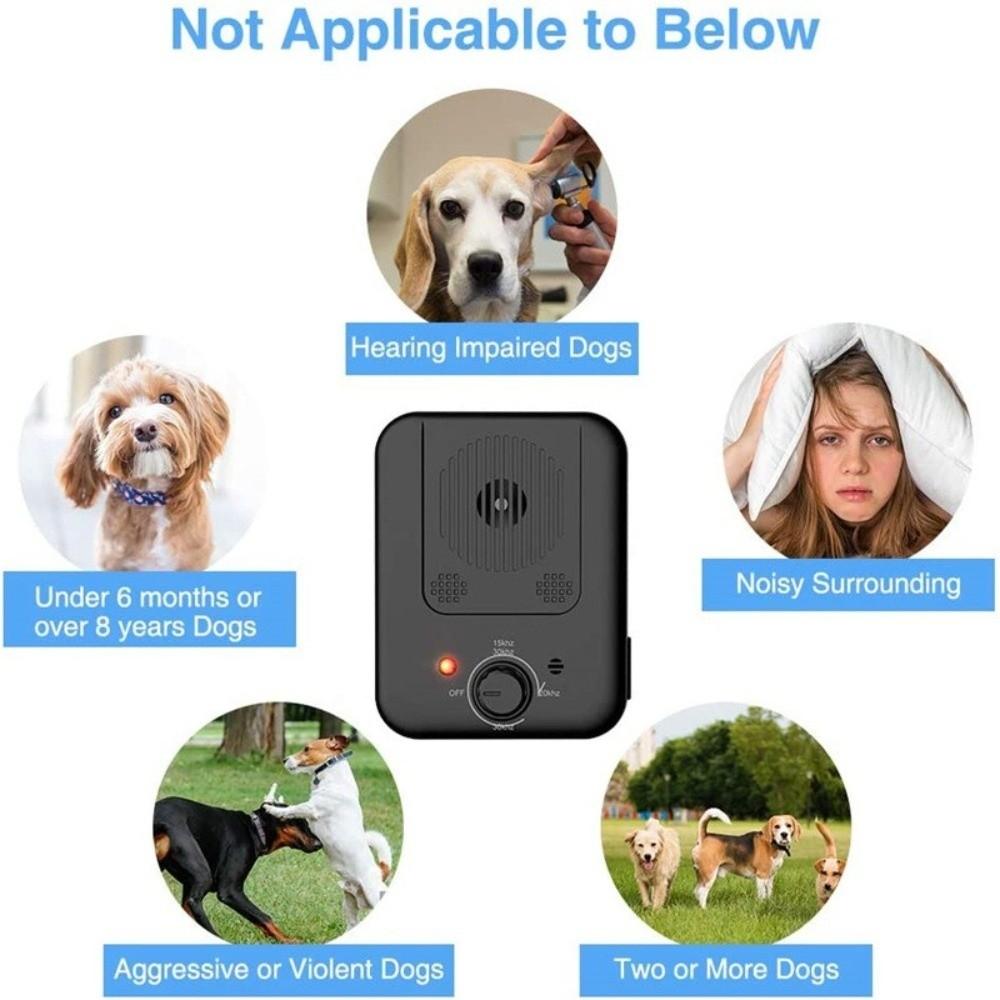 Anti-Barking Dog Bark Deterrent Device Waterproof Professional Anti Barking Device LED Indicate Long-lasting nero
