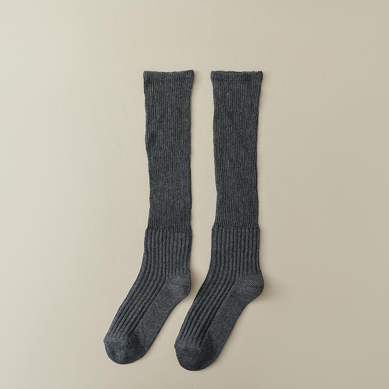White Pile Socks for Women, Spring and Autumn Cotton Socks, Calf Socks, Summer Thin Mid-calf Socks, Paired with Small Leather Shoes To Shape The Legs