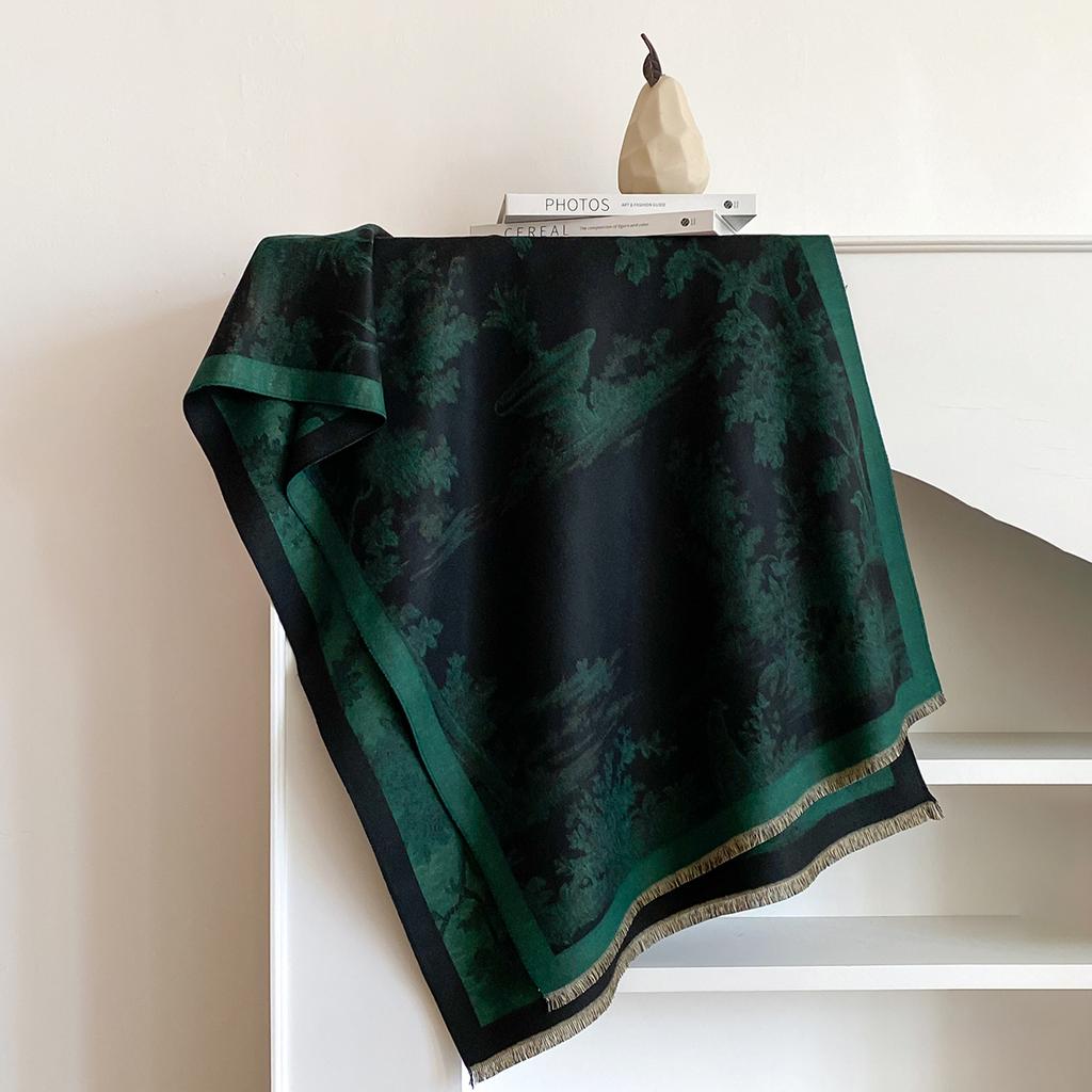 Luxury Brand Cashmere Women Floral Print Scarf Winter Warm Shawl and Wrap Bandana Pashmina Female Foulard Blanket Poncho