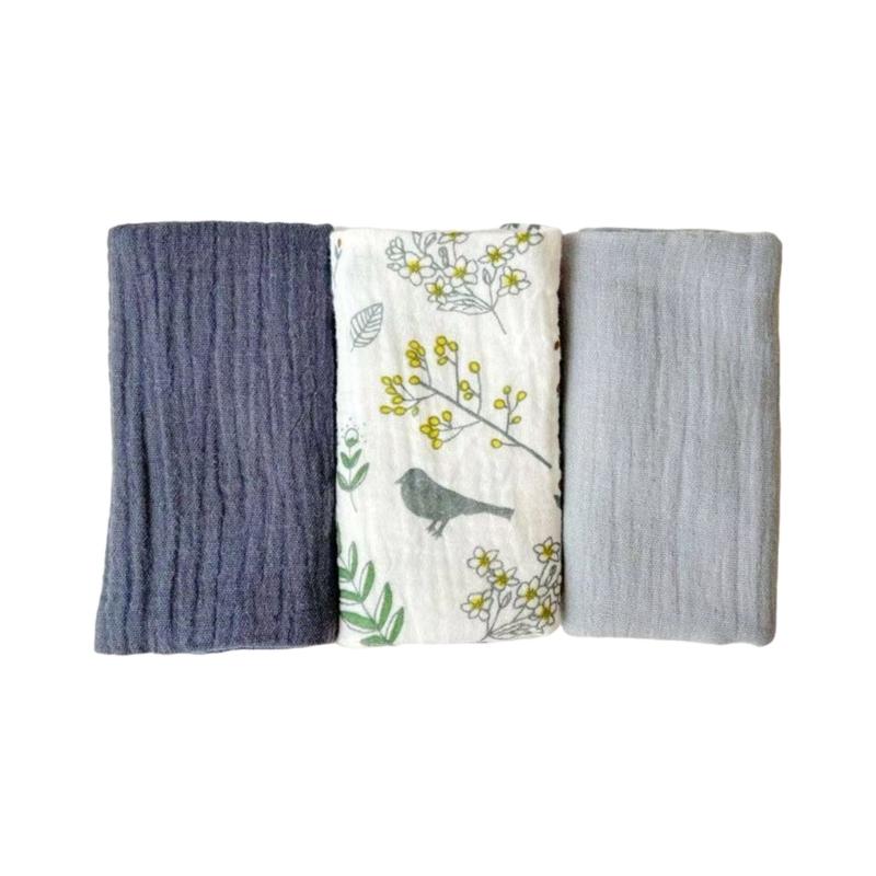 Thick 4 Layer Face Towel Soft Absorbent Baby Square Towel Comfortable Washcloths for Newborns 3pcs Set 25x25cm