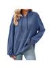 Women's Solid Color Ribbed Hooded Sweatshirt - Long Sleeve, Brushed, Autumn/Winter 2025 Collection