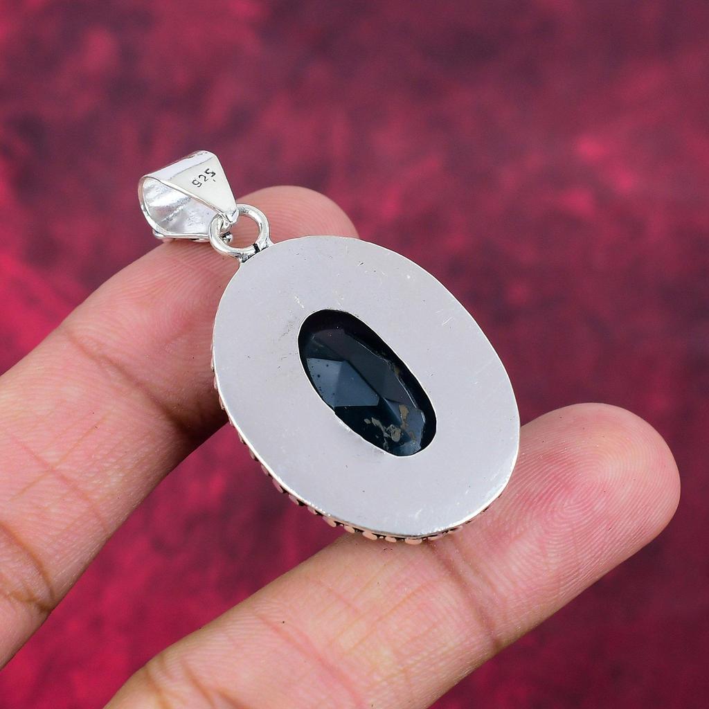 Indicolite Edelstein Anhänger, 925 Sterling Silber Anhänger, handgemachter antiker Schmuck, Geschenk zum Muttertag