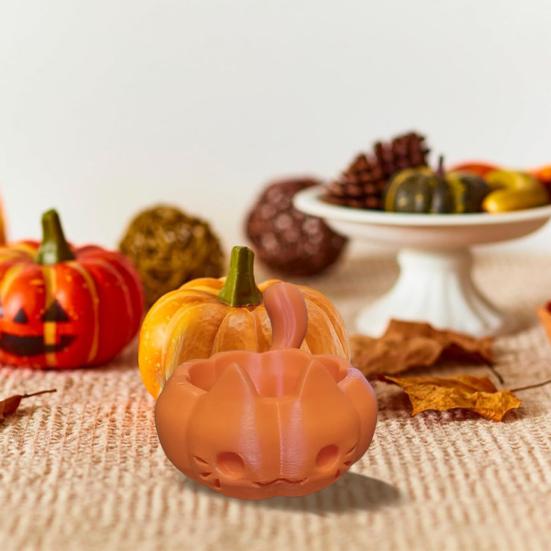 Pumpkin Cat Candy Bowl 3D Printed Snack Serving Container Autumn Thanksgiving Day Harvest Halloween