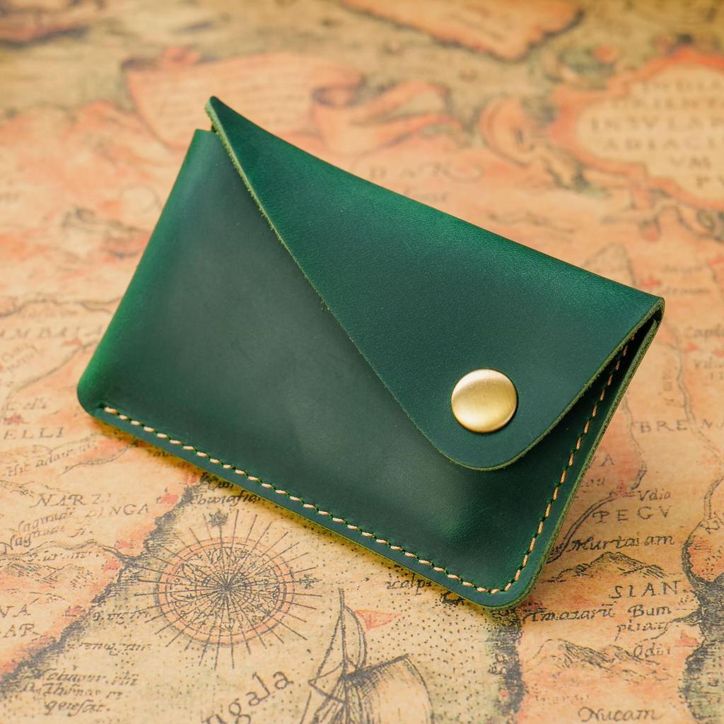 Cross-Border Crazy Horse Leather Card and Coin Holder with Snap Button
