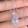 Women Oval Cut Double Halo Pendant Necklace with Sparkling Stone Bail Elegant Statement Jewelry for Special Occasions
