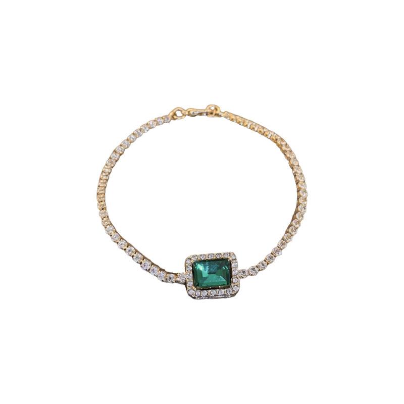 Emerald Square Geometric Zirconia Bracelet - Luxurious and Unique Handpiece with Fashionable Style for Women.