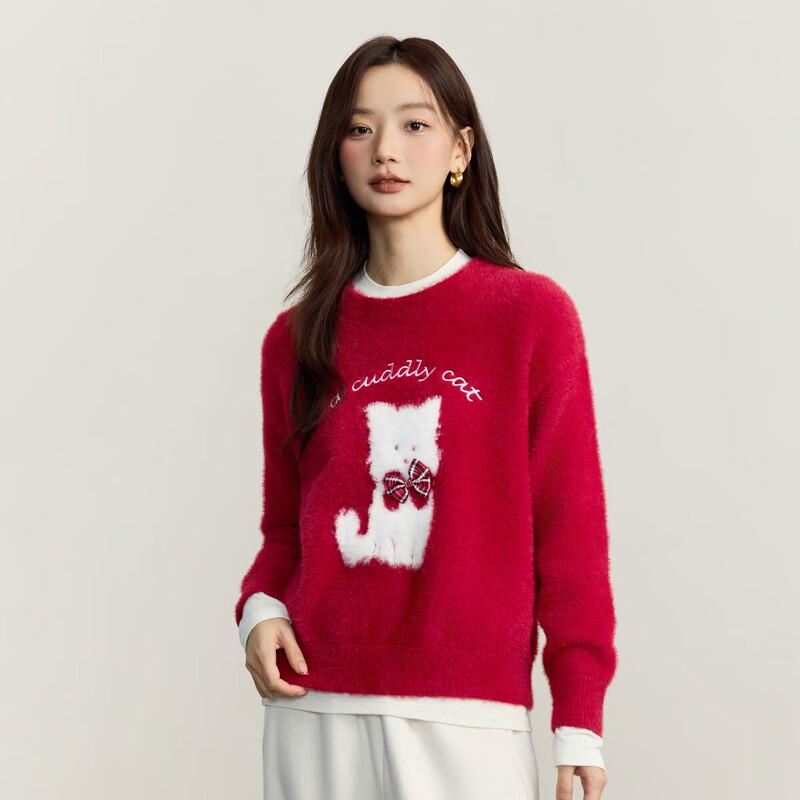 INMAN Women s Cozy Color Block Jacquard Pullover Sweater S