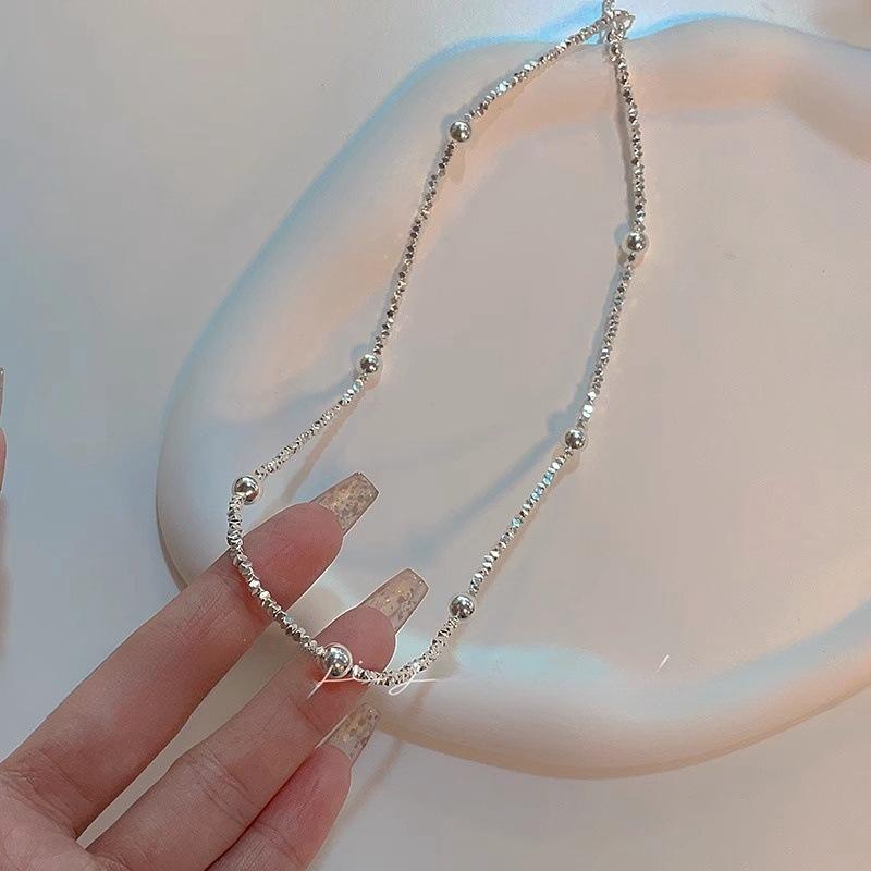 Korean Version of Love Necklace Silver Neck Chain Ins Wind Versatile Stacked Collarbone Chain