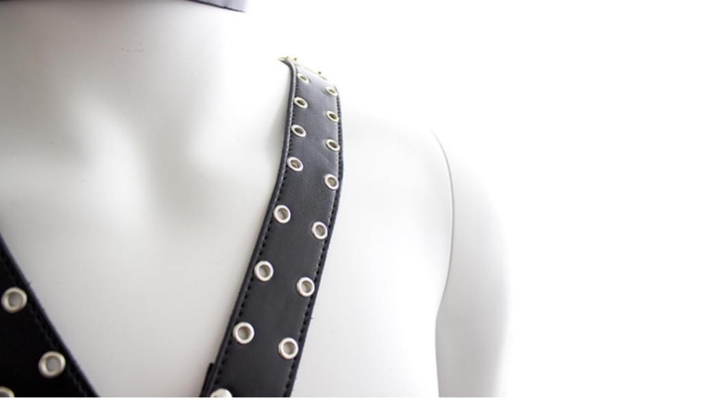 HuaHuiYuan SM Goods Leather Body Harness for Punk Leather Top Cage Chest and Half Hardcore Extreme Bondage Secret Open Adjustable Popular for Black