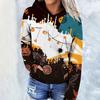 Spring and Autumn Women 3D Printed with Color Pattern Elements Hoodie Trendy Loose Sweatshirt Long Sleeve Hoodie