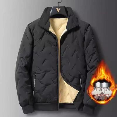 Men's Plus Size Thick Lambswool Cotton Jacket - Warm, Loose Fit for Autumn & Winter