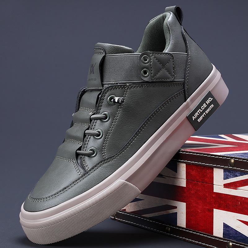 Spring New Men's Shoes Trendy and Versatile Fashion Casual Men's Leather Shoes Comfortable Flat Elastic Strap Men's Shoes