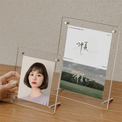 Nordic Style Transparent Photo Frames Horizontal Crystal Clear Acrylic Photo Frame Rectangular Multiple Sizes Photo Card Stand