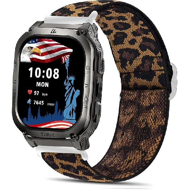 Compatible for AMAZTIM Smart Watch Bands, Lamshaw Stretch Elastics Nylon Adjustable Replacement Strap Accessories for Men & Women Compatible for